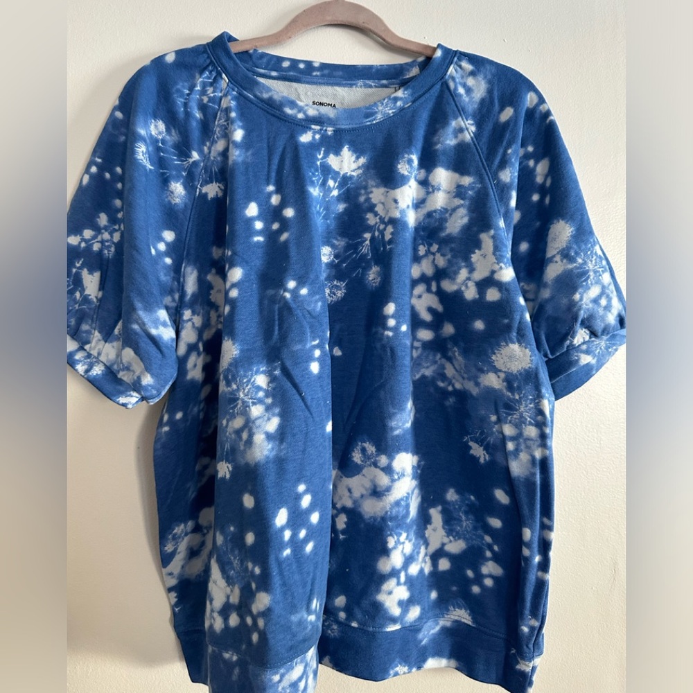 Sonoma blue bleach splatter blouse BNWT